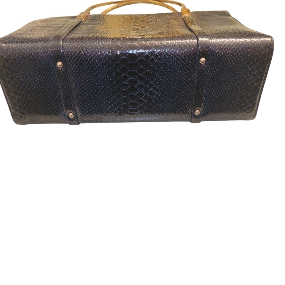 Vintage Saks Fifth Avenue Blue Leather Crocodile Print 11" x 18" - Picture 4 of 5
